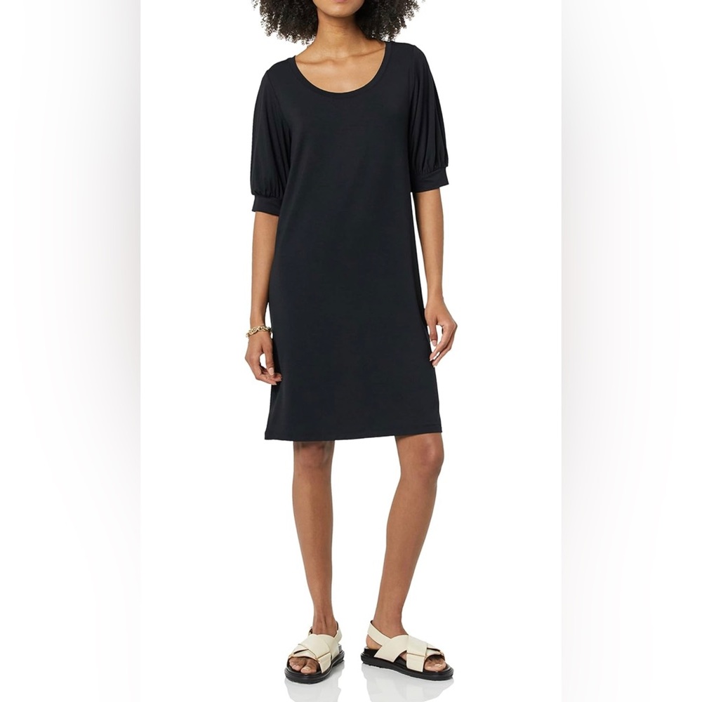 NWT Women’s Modal Puff Sleeve T-Shirt Dress in Black